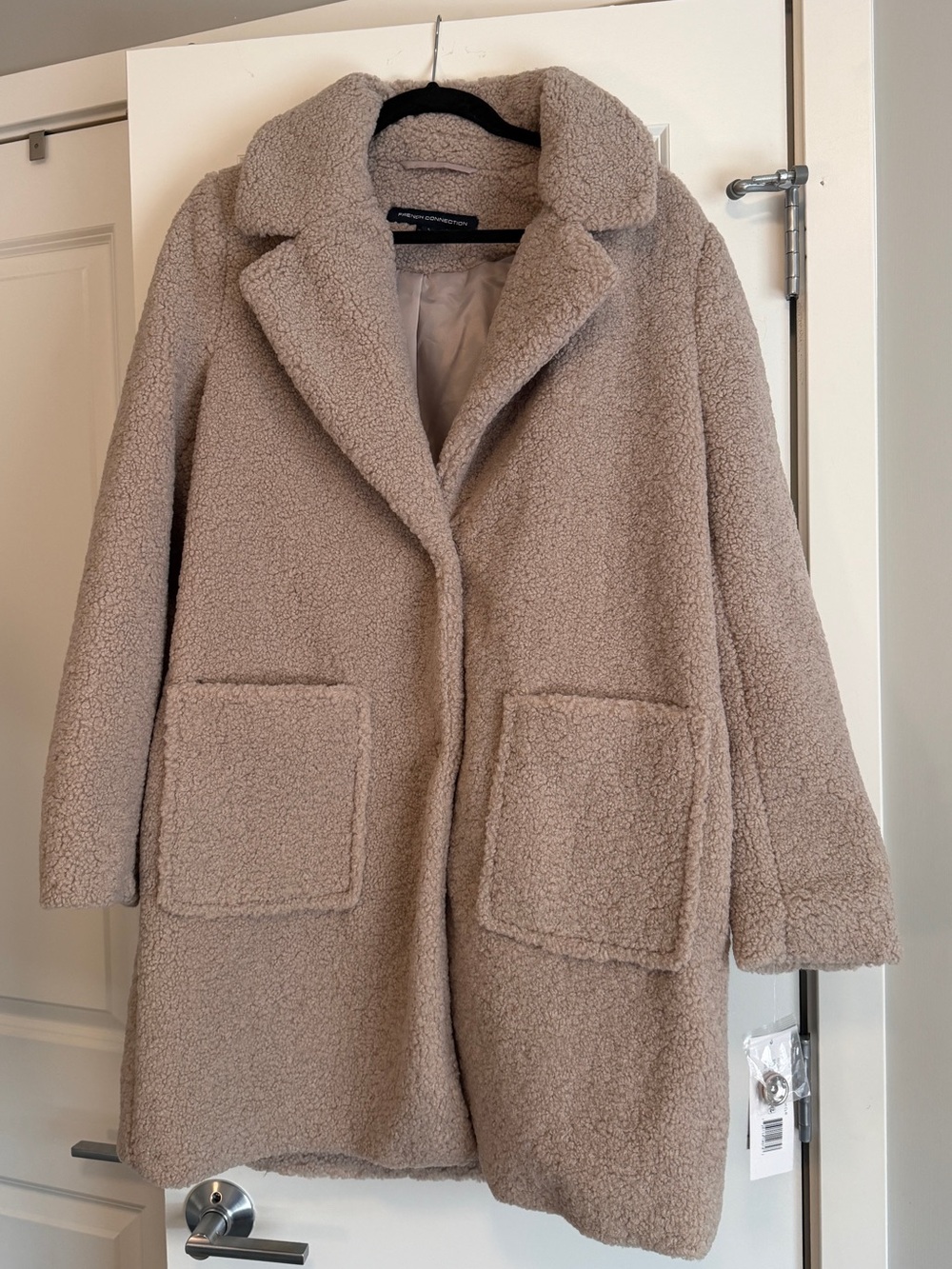 NWT French Connection Vegan Fur Coat — Beige | Size L